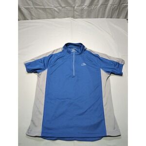 LL Bean Mens Cycling Jersey TShirt Blue Gray‎ Lightweight 1/4 Zip Size L Reg